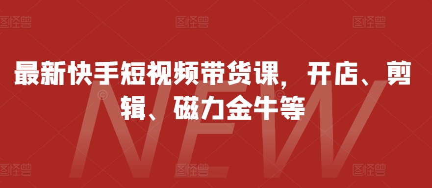 最新快手短视频带货课，开店、剪辑、磁力金牛等-副业网创