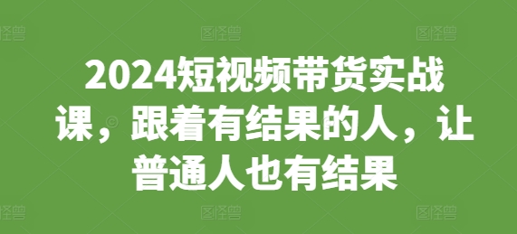 2024短视频带货实战课，跟着有结果的人，让普通人也有结果-副业网创