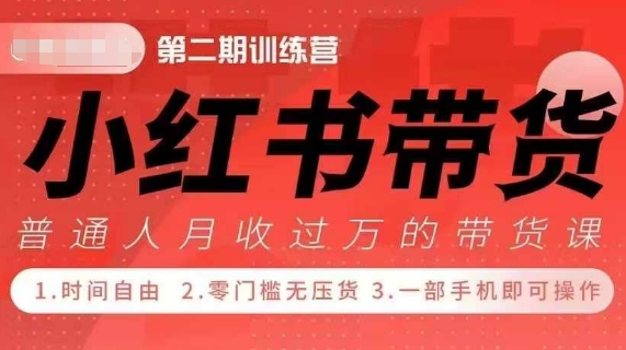 小Red书带货42天训练营 2.0版，宝妈+自由职+上班族+大学生，提高副业收入的大红利项目-副业网创