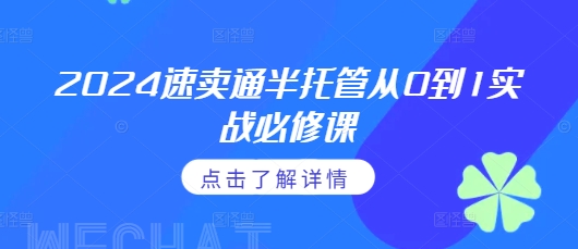 2024速卖通半托管从0到1实战必修课，掌握通投广告打法、熟悉速卖通半托管的政策细节-副业网创