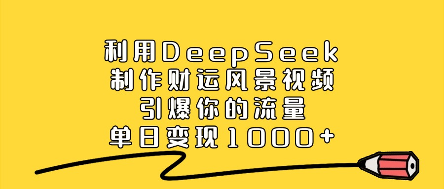 利用DeepSeek制作财运风景视频，引爆你的流量，单日变现1000+-副业网创